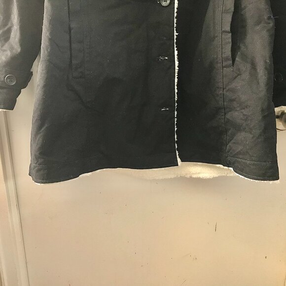 Women's Black Cotton Jacket with Sherpa Material - size 2XL - fits like L-XL - Picture 5 of 6